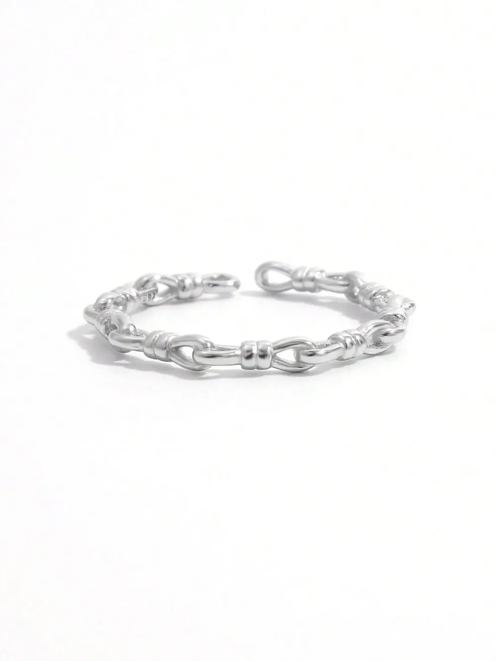 925 Sterling Silver Knot Shape Open Ring Silver