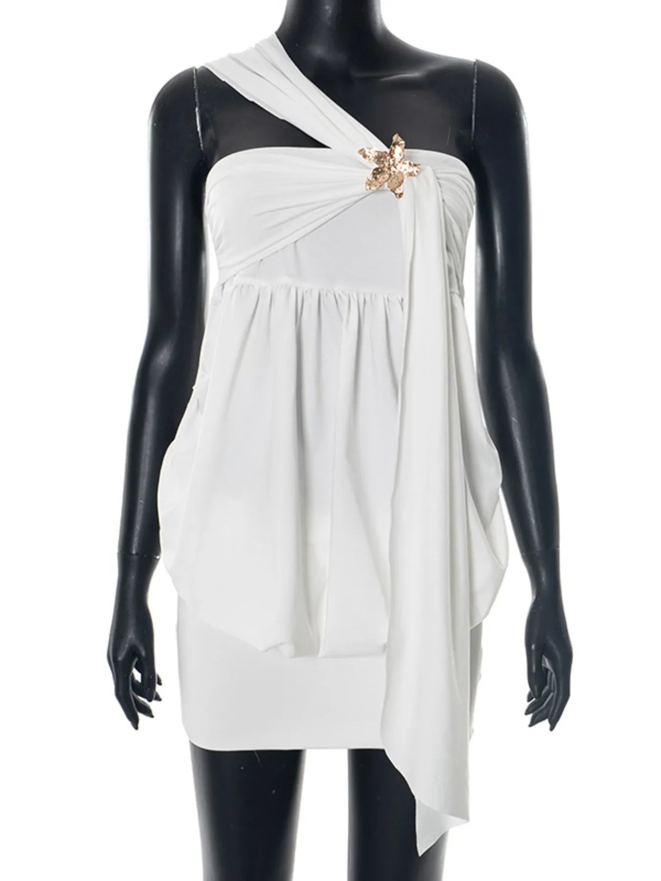 Ruched One-Shoulder Mini Dress