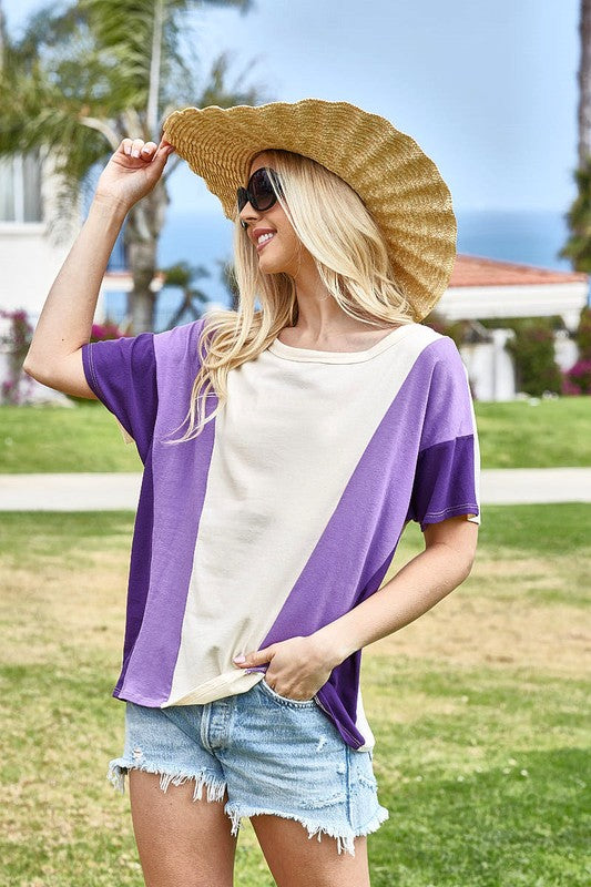BiBi Color Block Short Sleeve T-Shirt