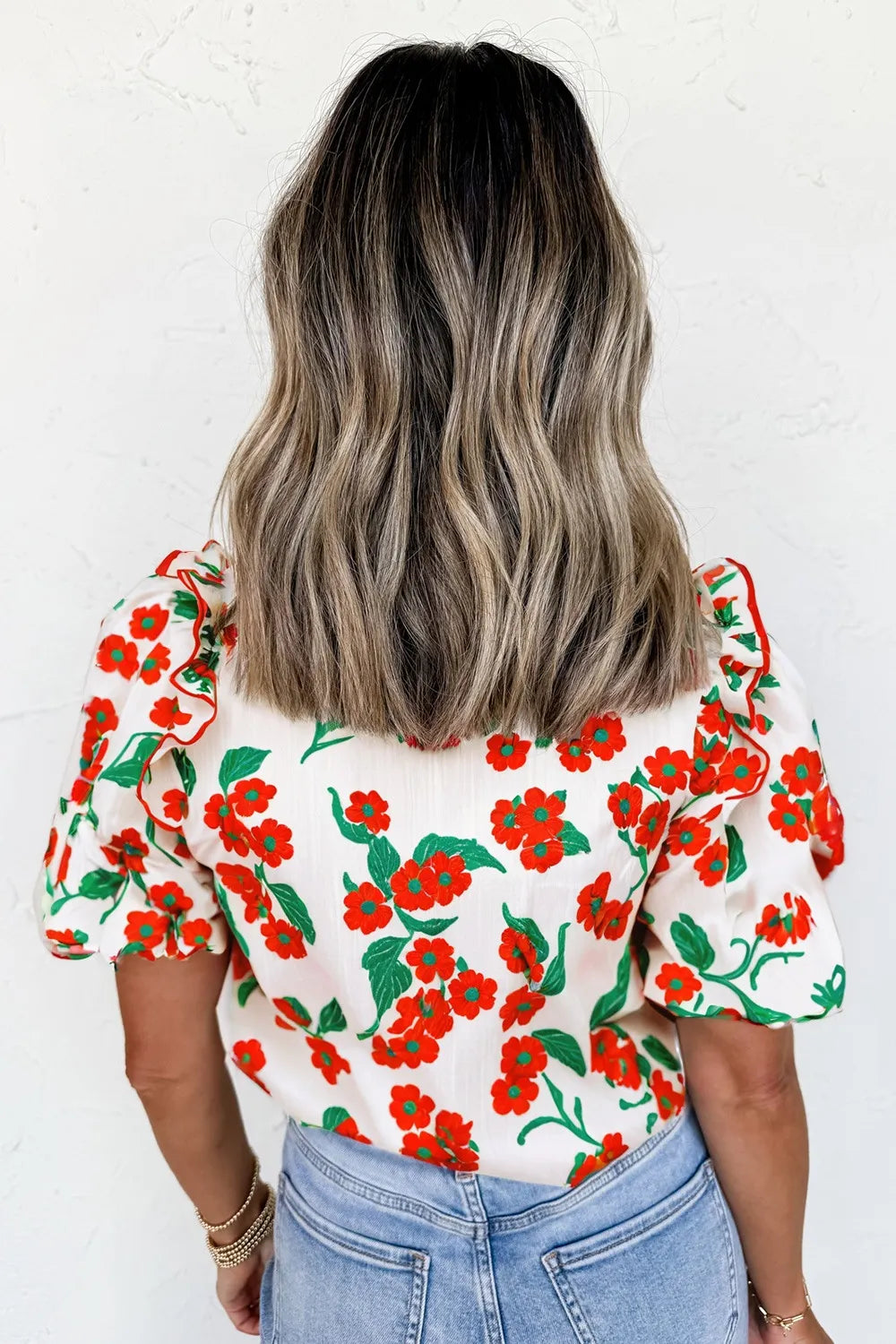 Printed V-Neck Short Sleeve Shirt