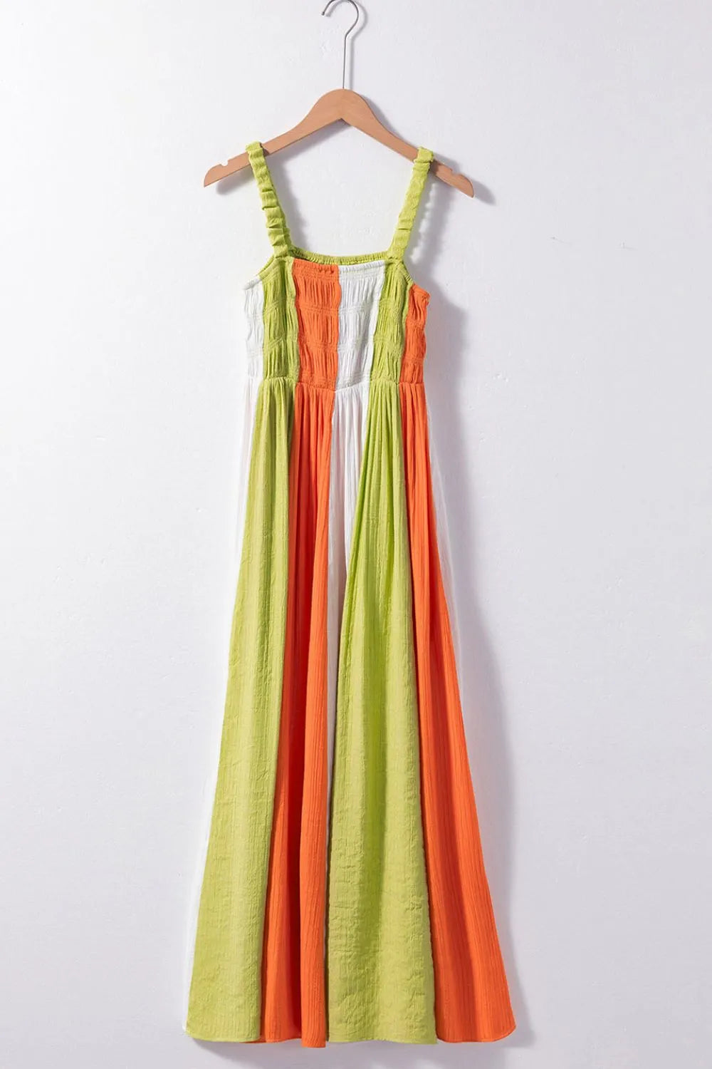Color Block Smocked Maxi Cami Dress