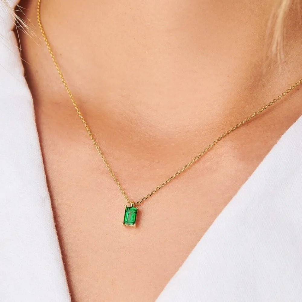 Titanium Steel Inlaid Zircon Pendant Necklace Style E One Size