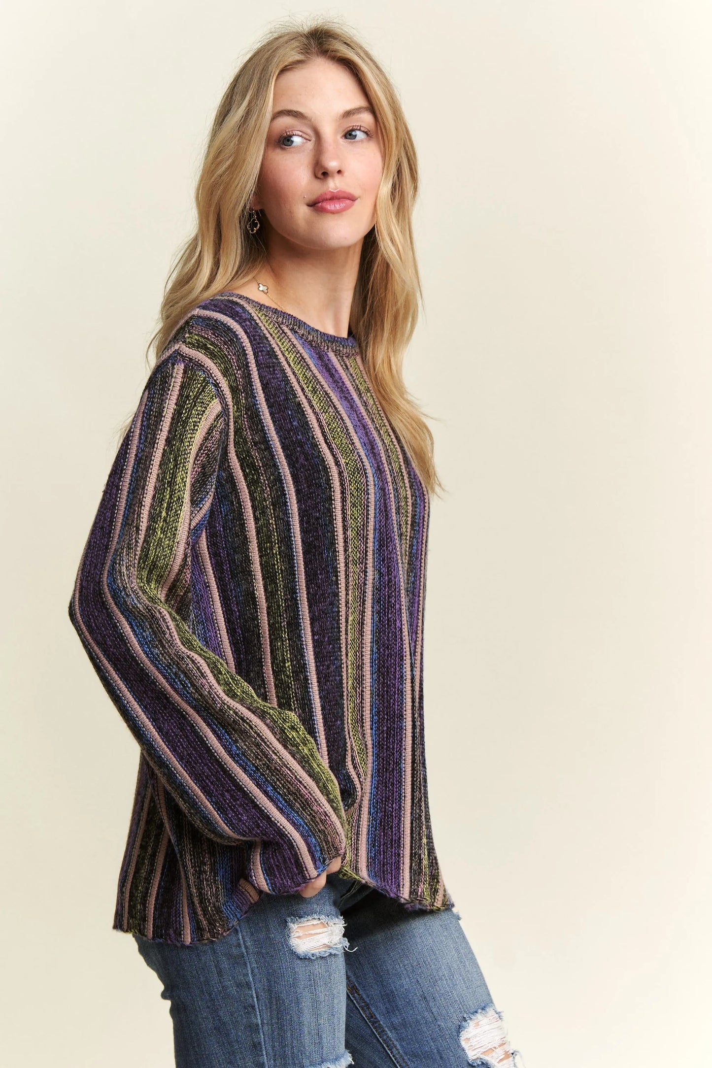 ADORA Vertical Stripe Sweater Top