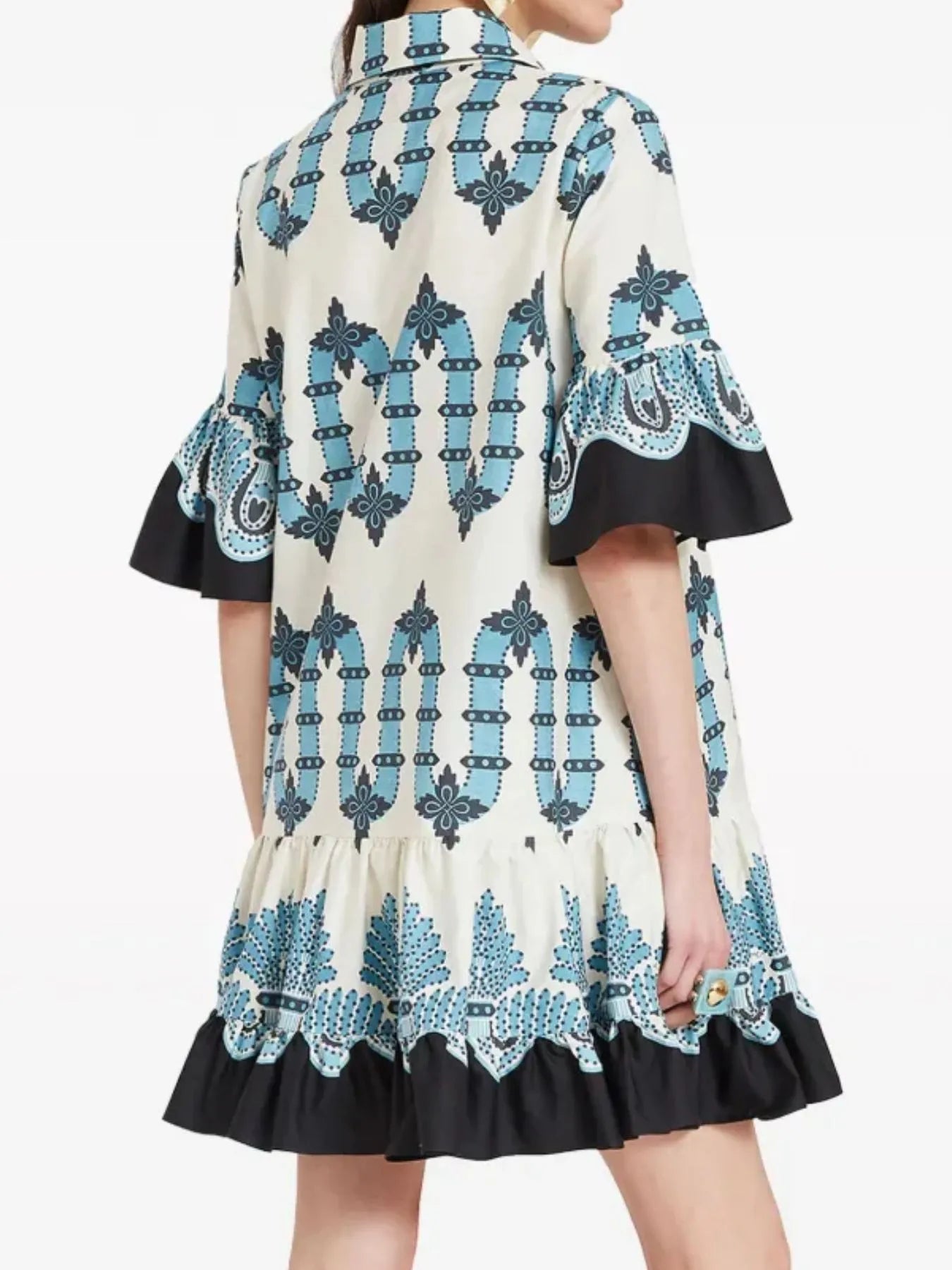 Floral Print Ruffle Sleeve Mini Dress