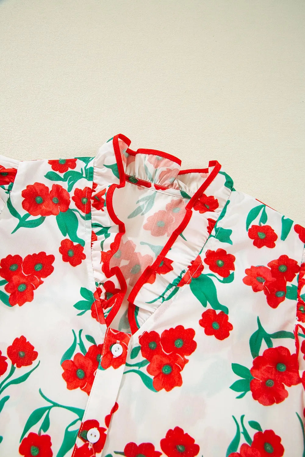 Printed V-Neck Short Sleeve Shirt
