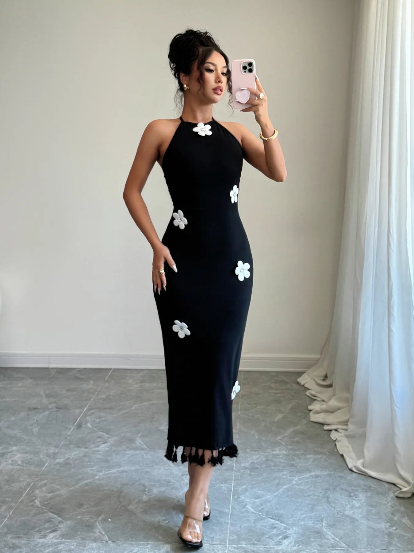 Flower Halter Neck Dress