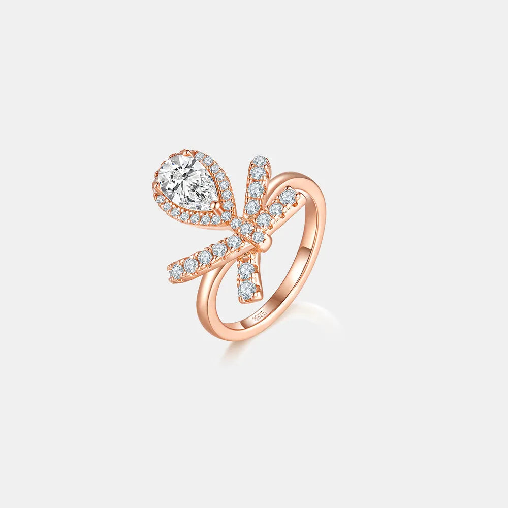 1 Carat Moissanite Zircon 925 Sterling Silver Ring Rose Gold