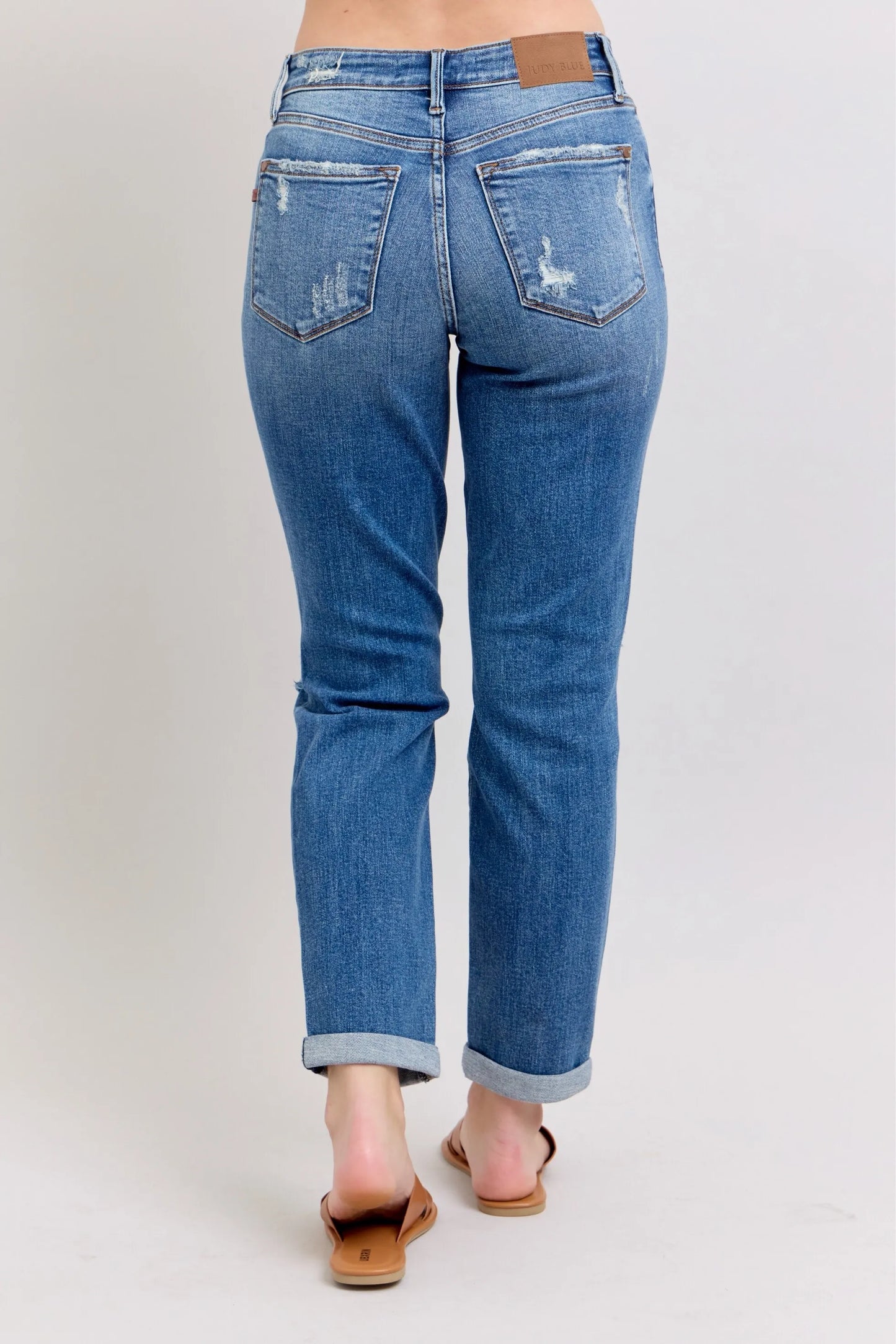 Judy Blue Full Size Mr Vintage Wash Boyfriend Fit W/ Destroy Jeans Plue Size