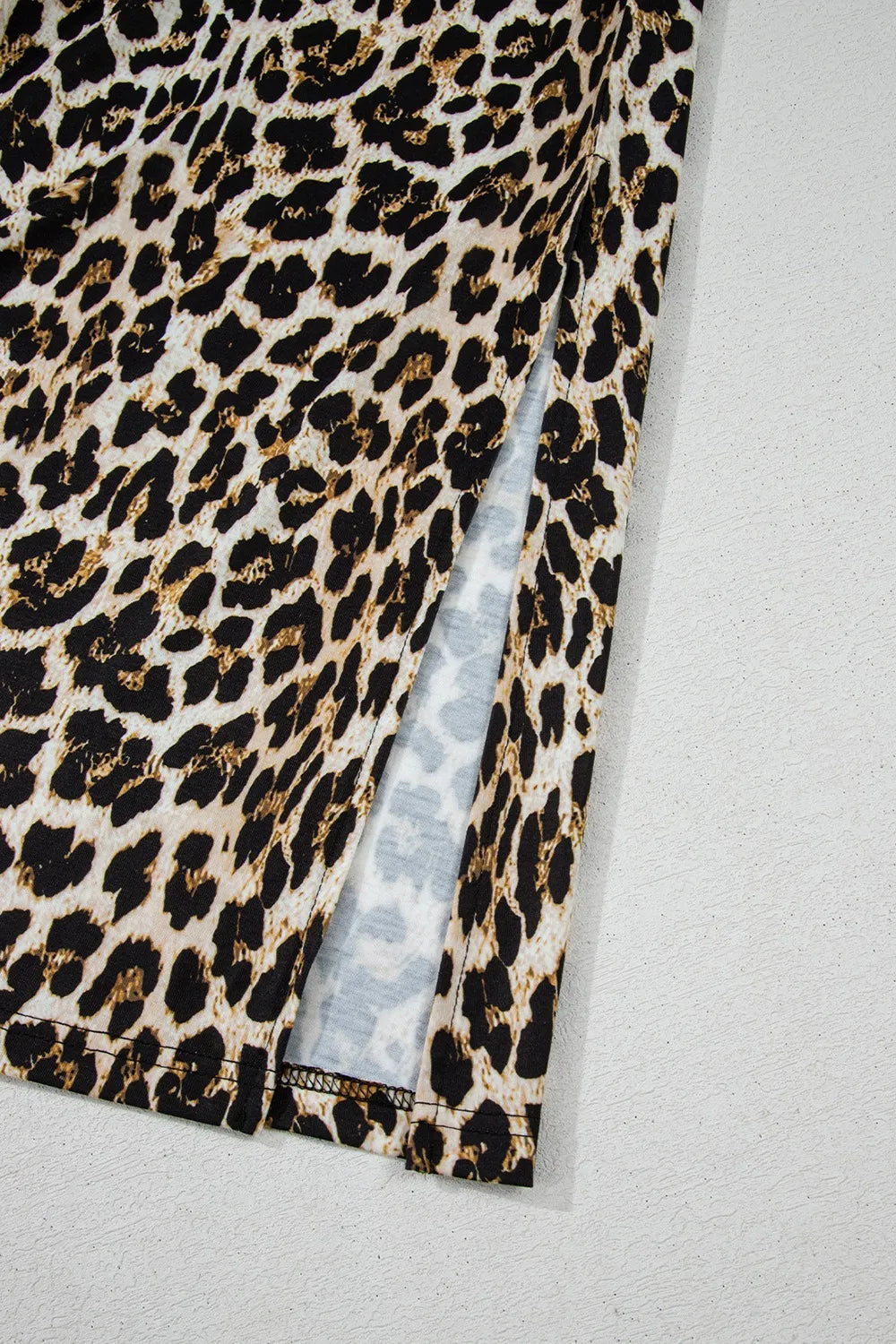 Side Slit Leopard Sleeveless Maxi Dress
