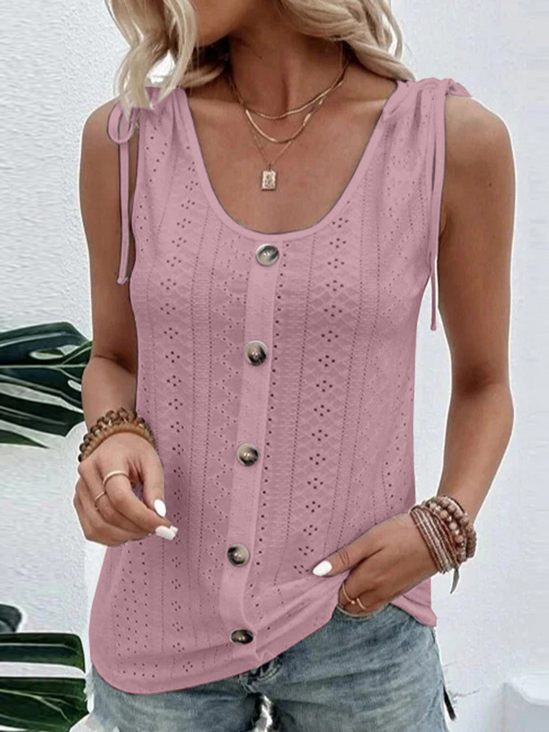 Full Size Scoop Neck Sleeveless Tank Top Light Mauve