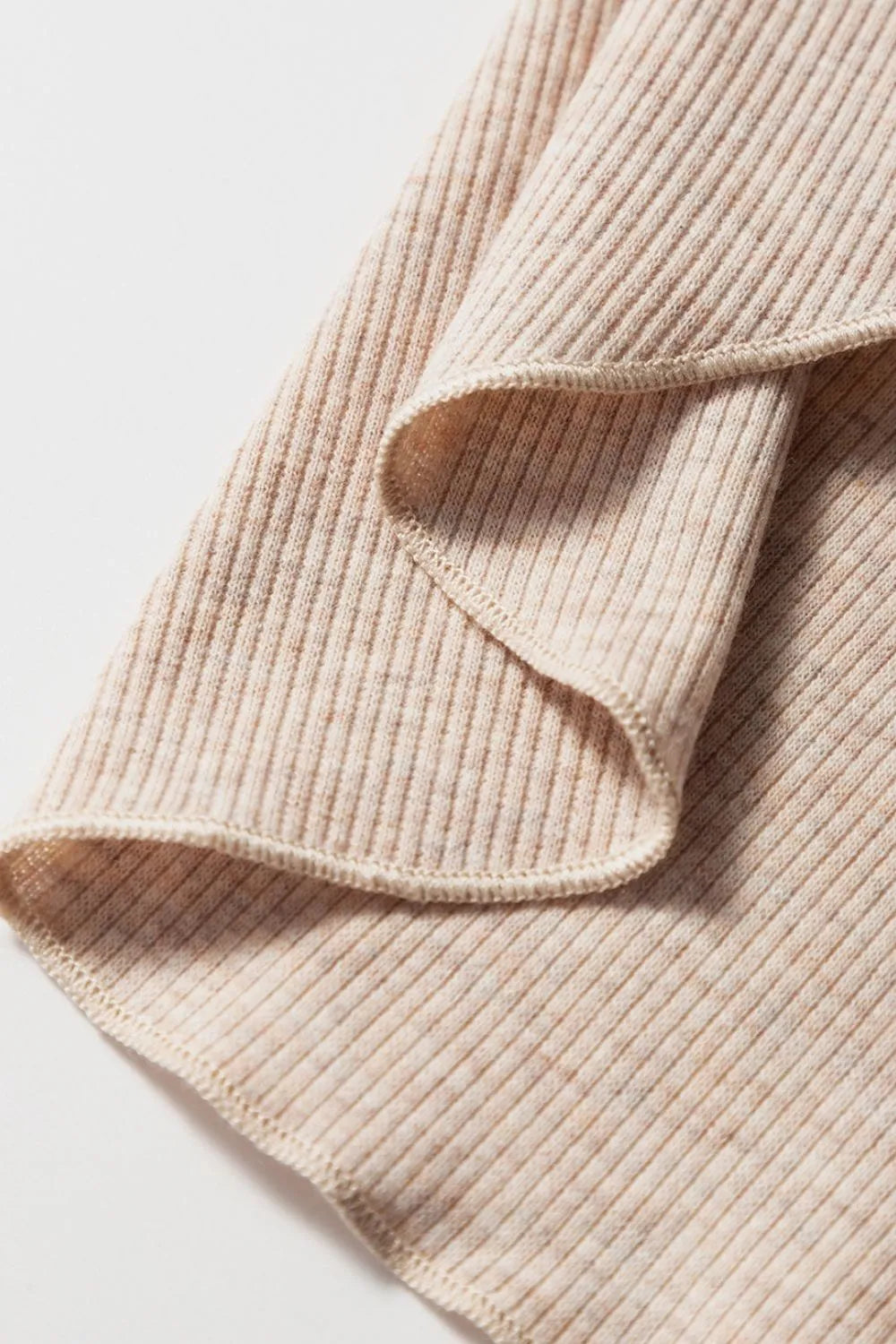 Short Sleeve Half Button Ribbed Knit Top