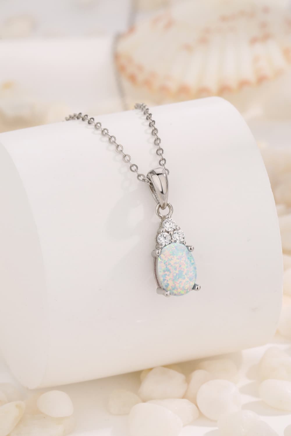 Find Your Center Opal Pendant Necklace White One Size