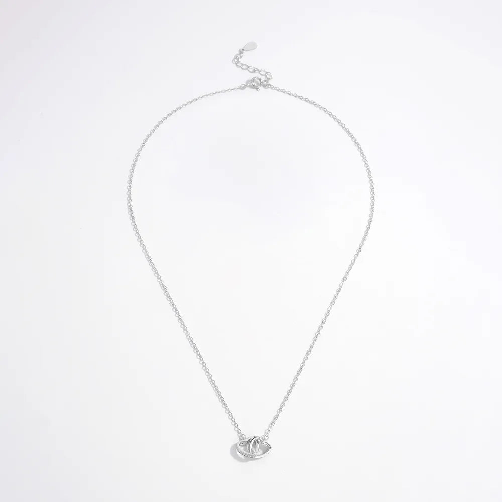 925 Sterling Silver Inlaid Zircon Heart Necklace