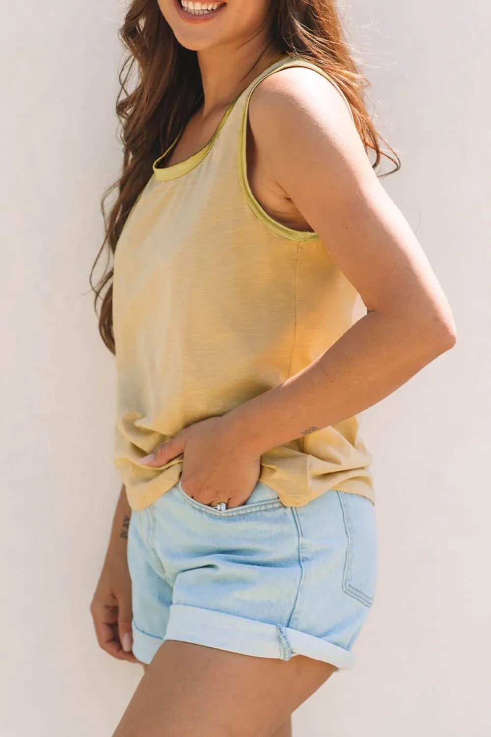 Round Neck Wide Strap Tank