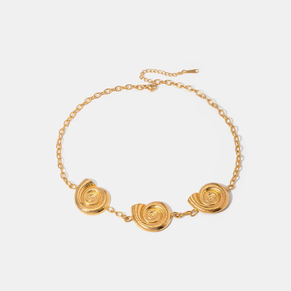Stainless Steel Spiral Charm Necklace Gold One Size
