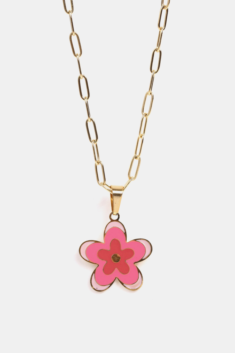 Flower Pendant Stainless Steel Necklace Blush Pink One Size