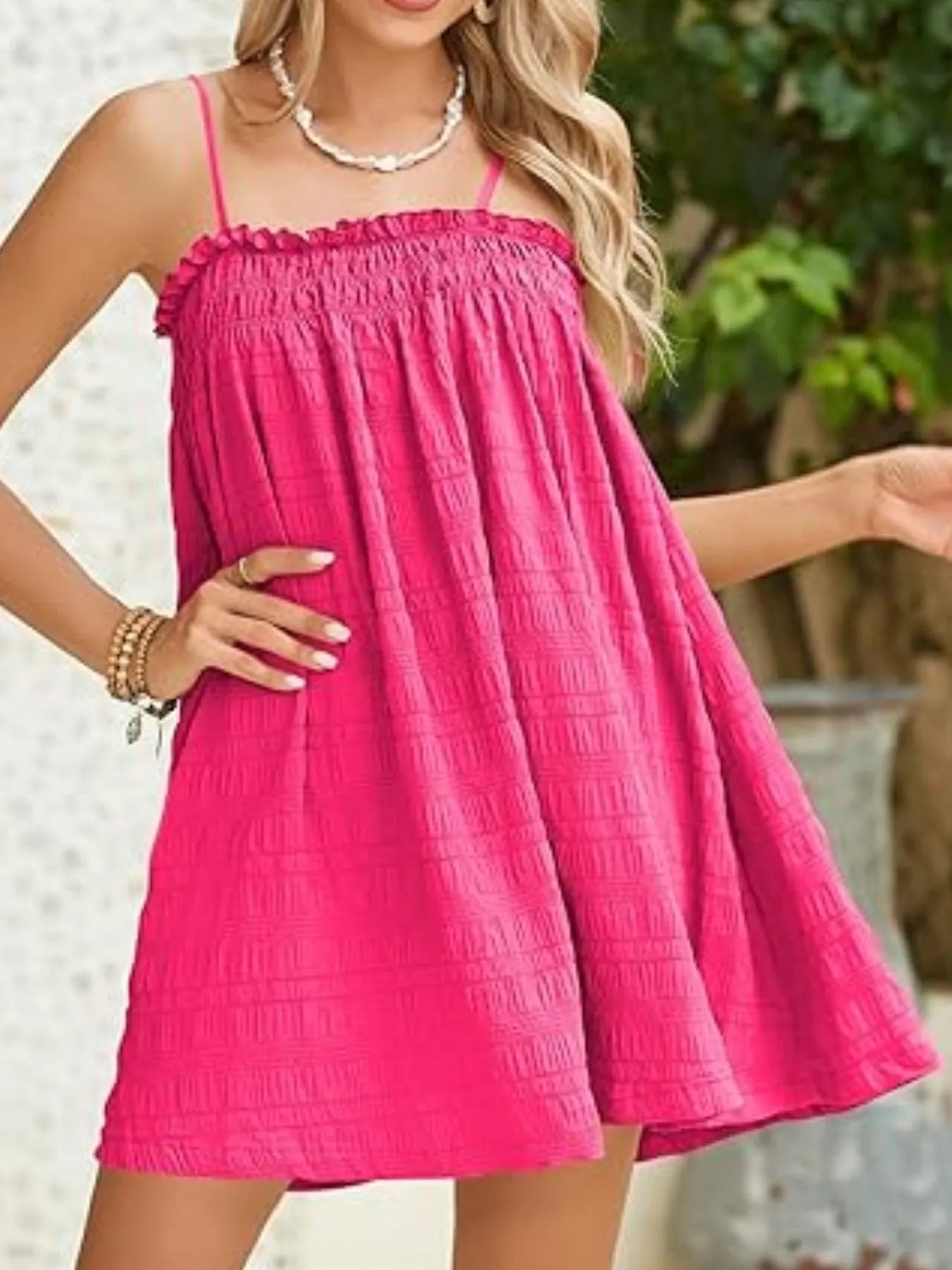 Frill Textured Mini Cami Dress