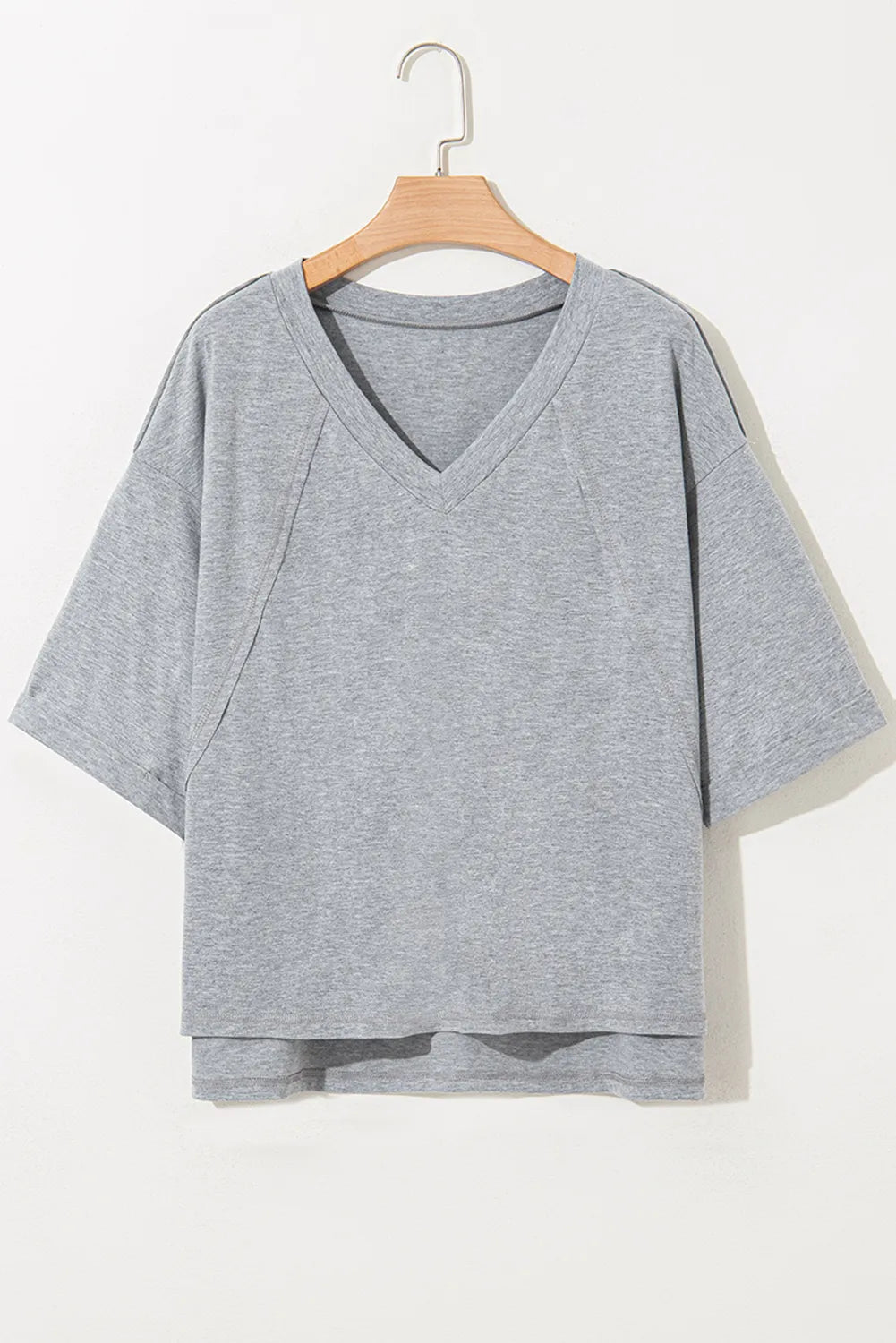 High Raglan Half Sleeve V Neck Oversized T Shirt