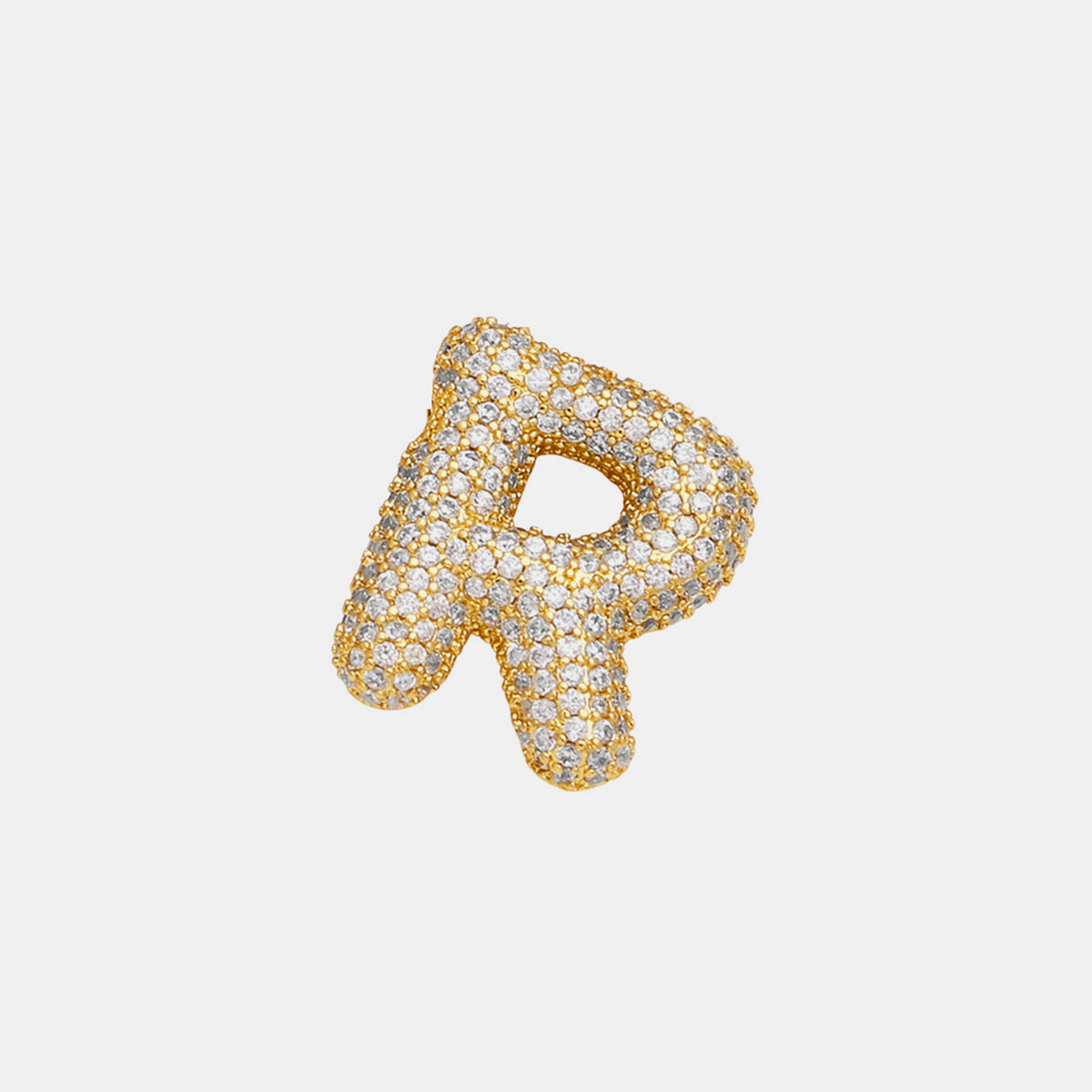 Inlaid Zircon Bubble Initial Necklace Style R One Size
