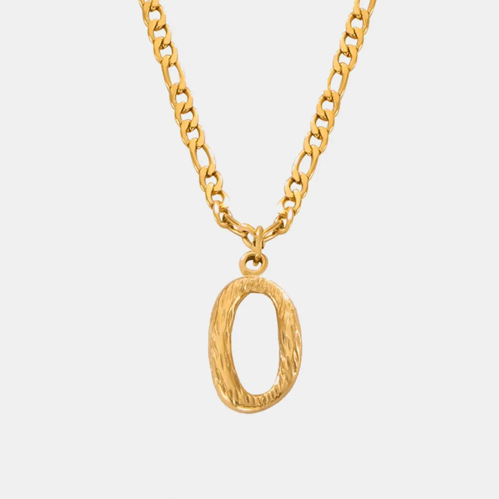 Titanium Steel Letter Pendant Necklace Style O One Size