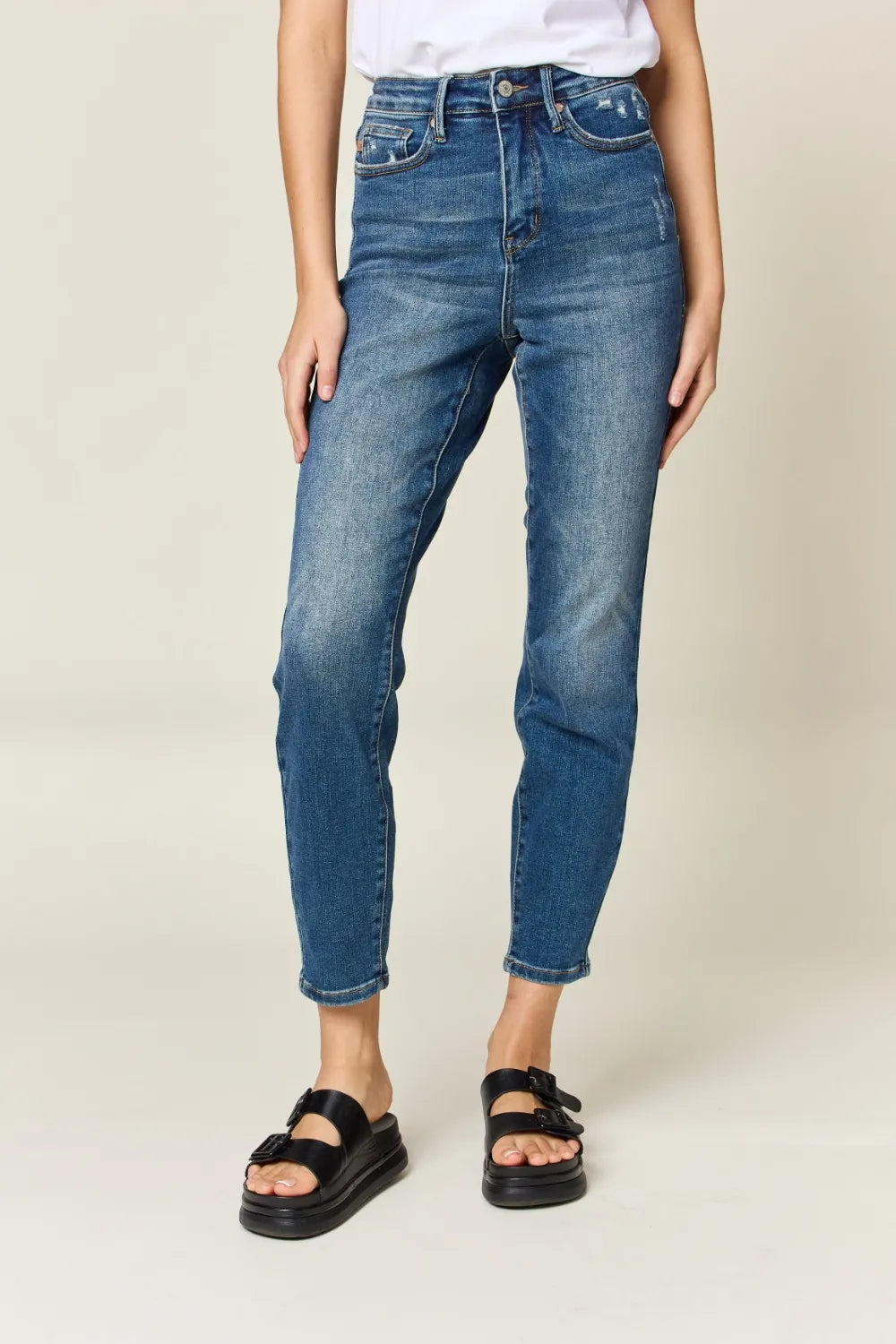 Judy Blue Full Size Tummy Control High Waist Slim Jeans Dark