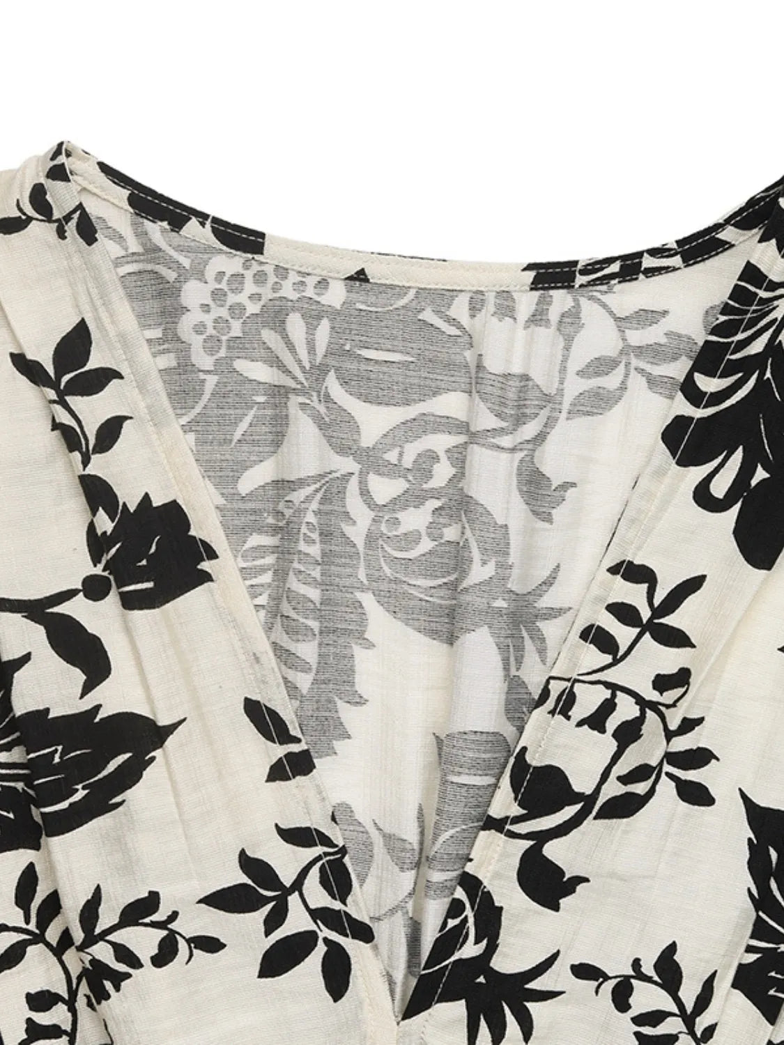 Printed V-Neck Cap Sleeve Dress