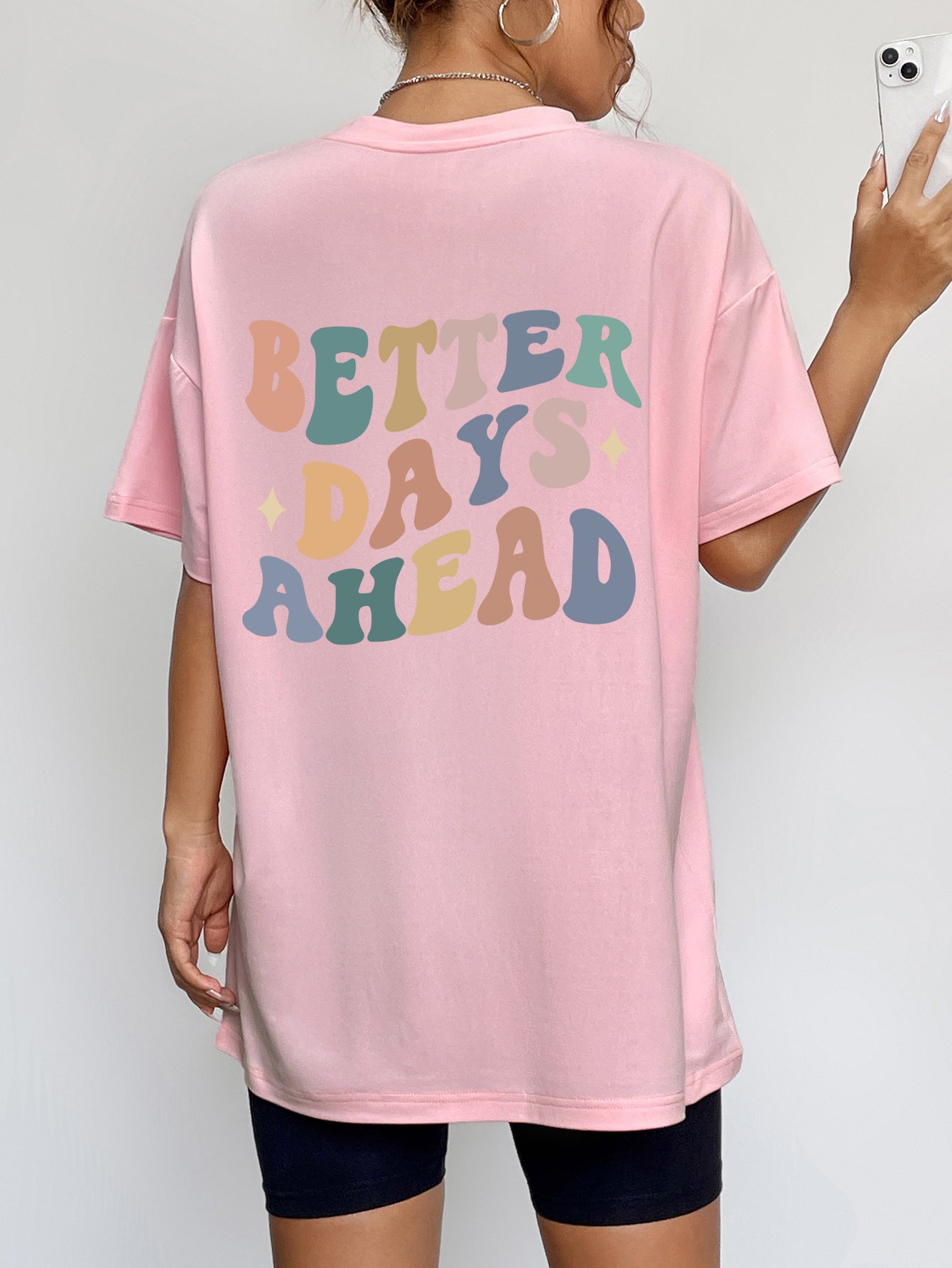 BETTER DAYS AHEAD Round Neck T-Shirt Blush Pink