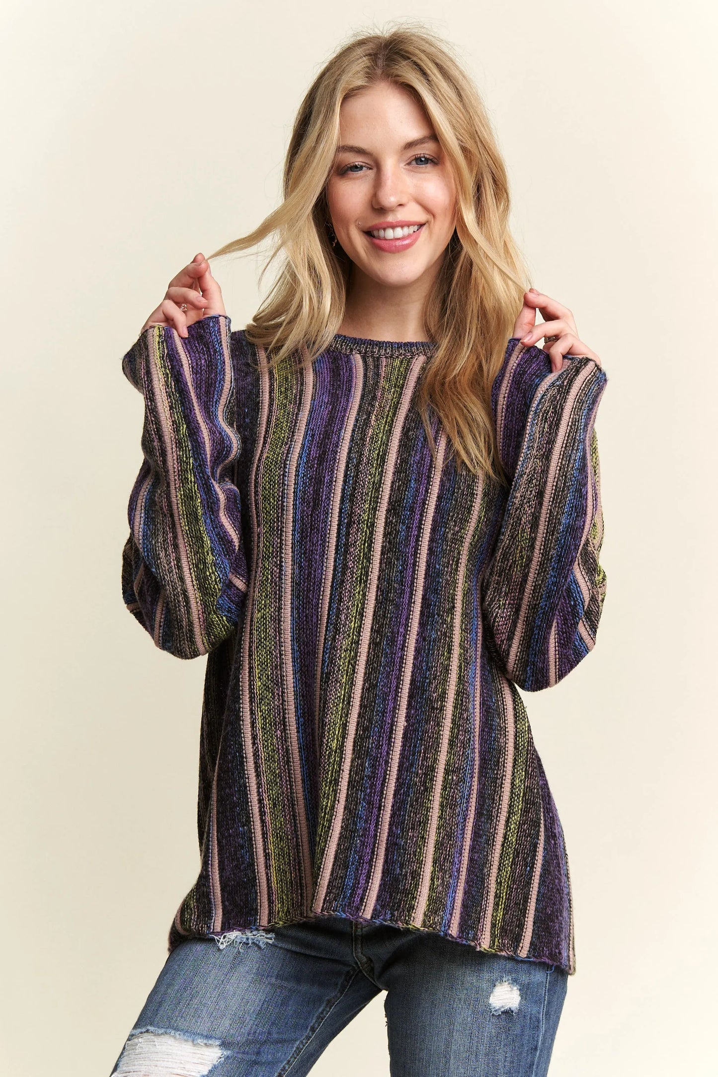 ADORA Vertical Stripe Sweater Top