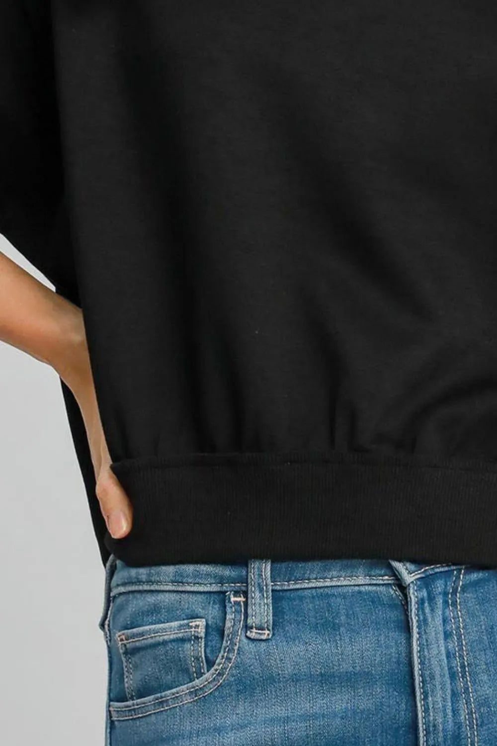 Umgee Full Size Lightweight Cropped Sweatshirt Plus Size