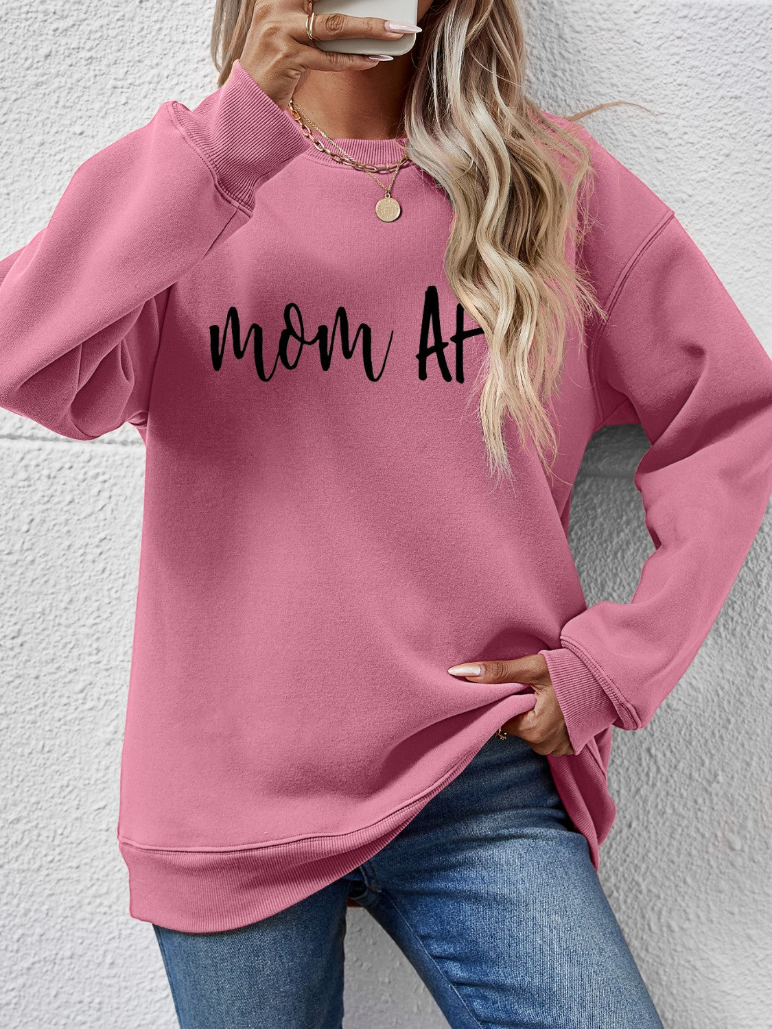Letter Graphic Dropped Shoulder Sweatshirt Moonlit Mauve