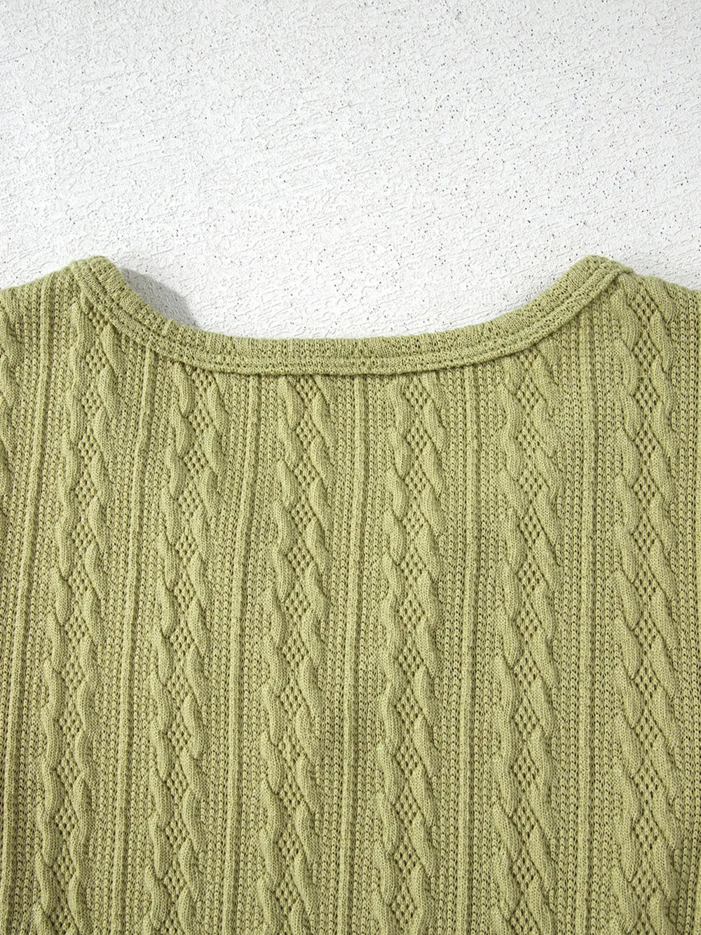 Textured Knit Slim Fit Notch V Neck Top