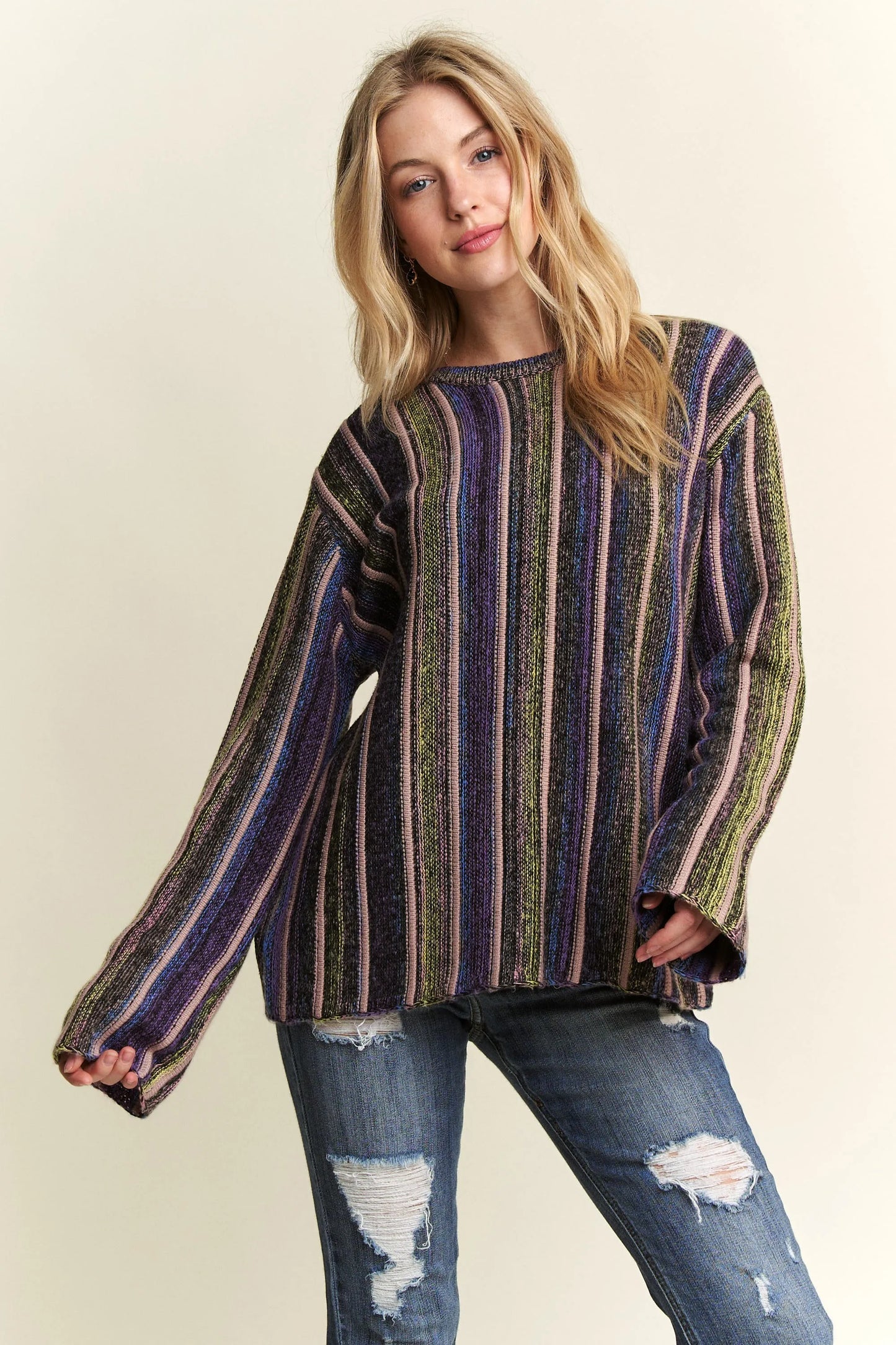 ADORA Vertical Stripe Sweater Top