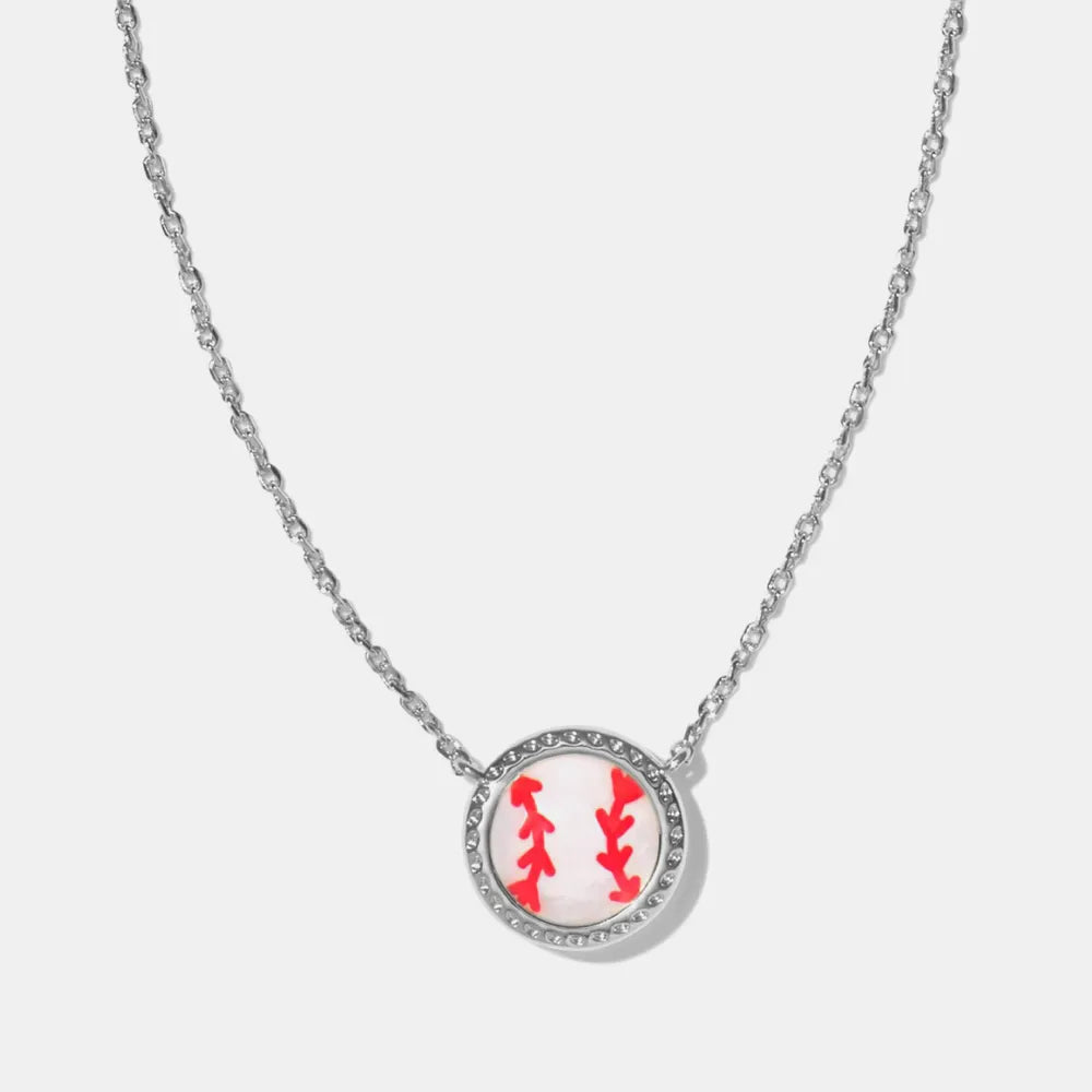 Sporty Element Resin Necklace Baseball Silver One Size