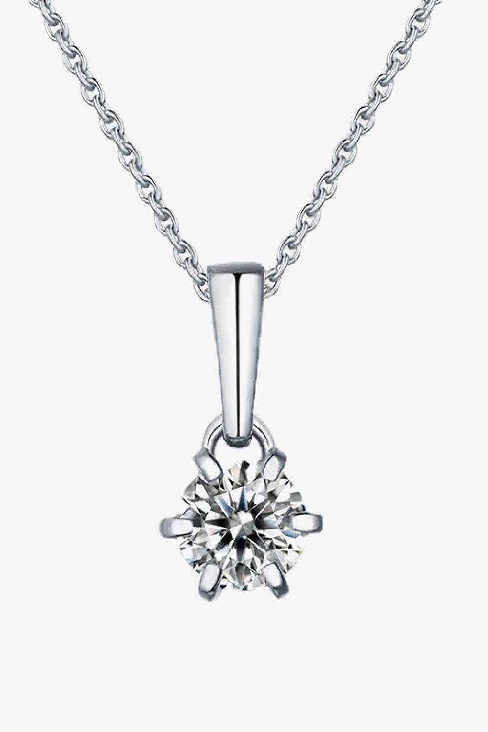 2 Carat 6-Prong Moissanite Pendant Necklace Silver One Size