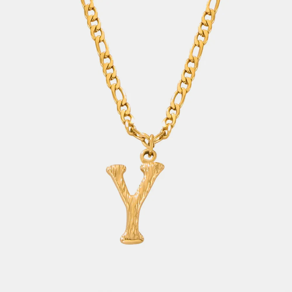 Titanium Steel Letter Pendant Necklace Style Y One Size