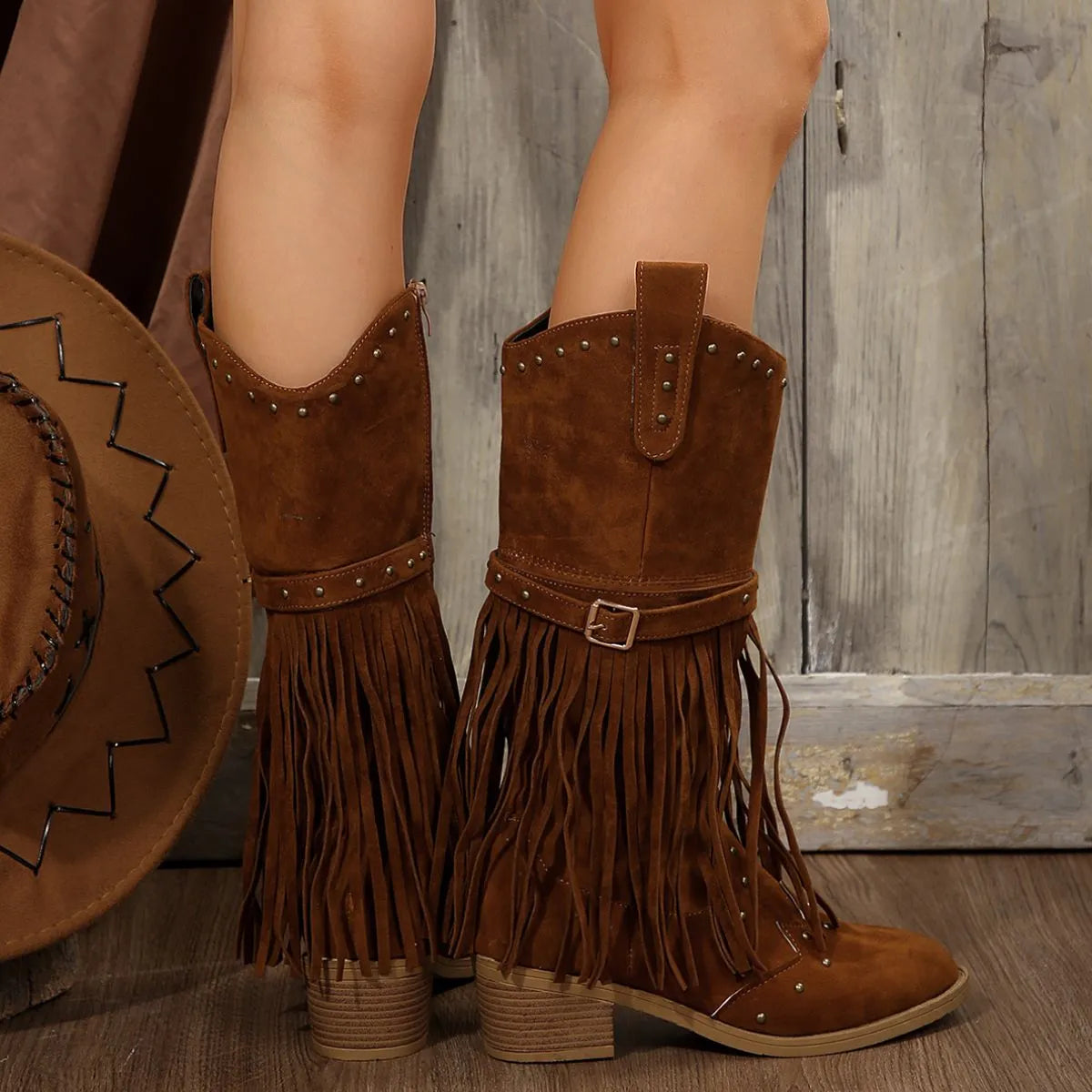 Point Toe Block Heels Boots