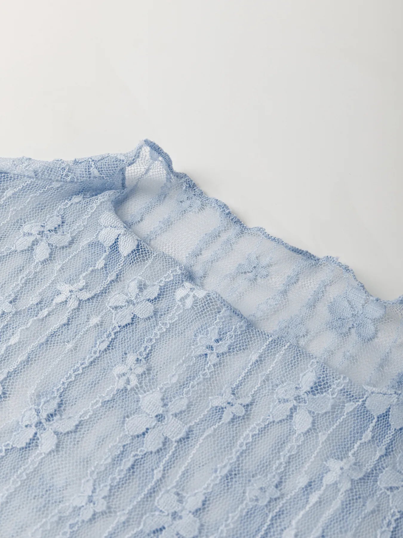 Lace See-Through Long Sleeve Blouse