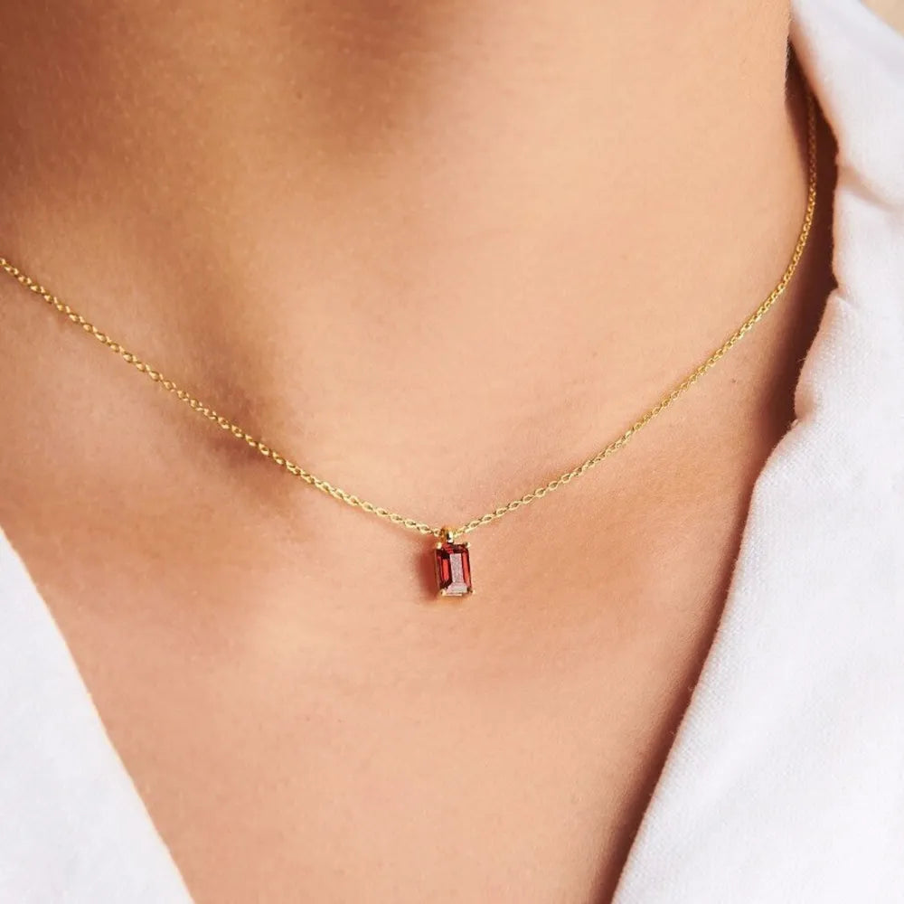 Titanium Steel Inlaid Zircon Pendant Necklace Style A One Size