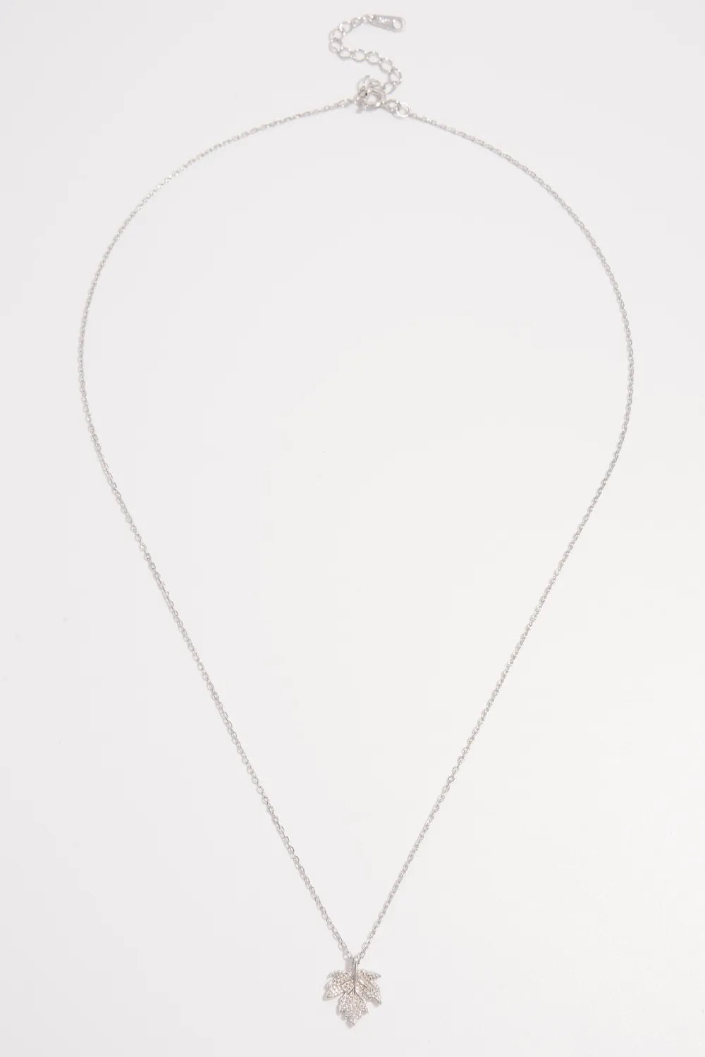 925 Sterling Silver Zircon Maple Leaf Necklace
