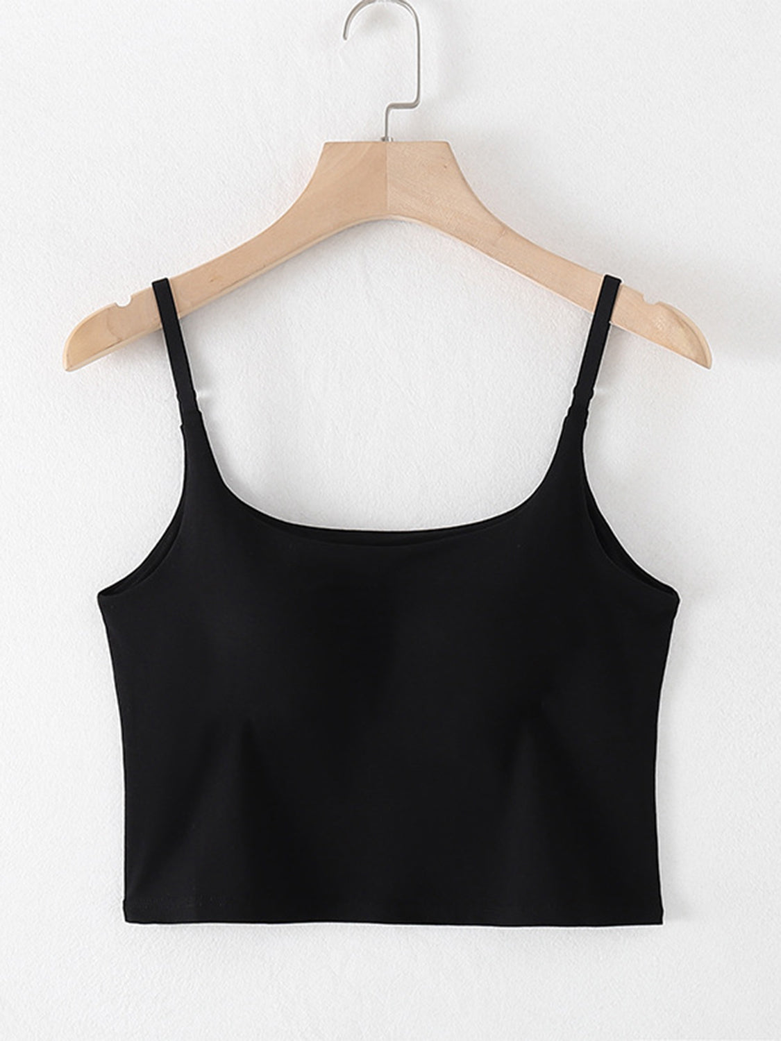 Scoop Neck Cropped Cami with Chest Pads Black