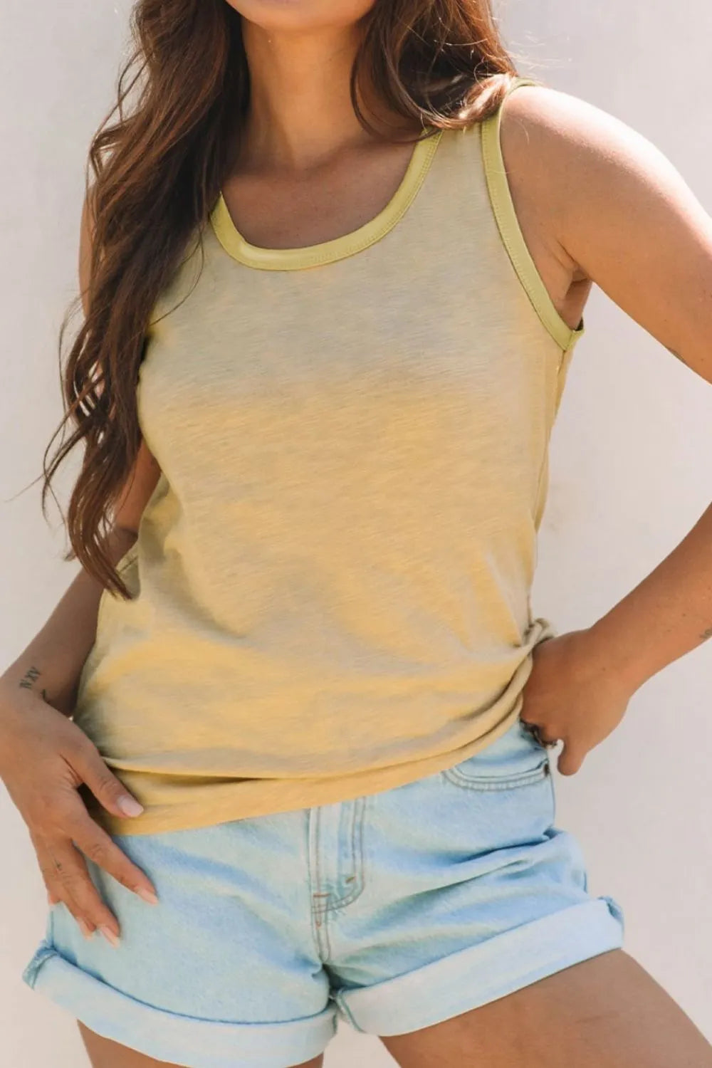 Round Neck Wide Strap Tank