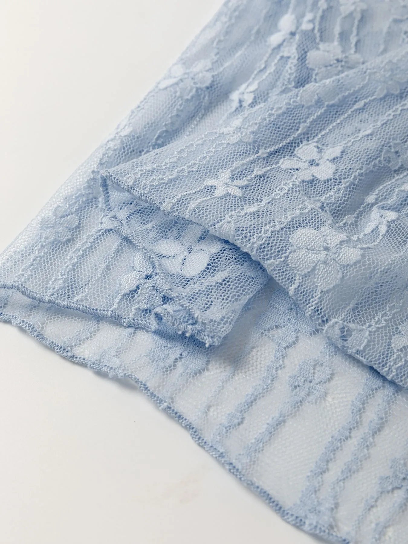 Lace See-Through Long Sleeve Blouse