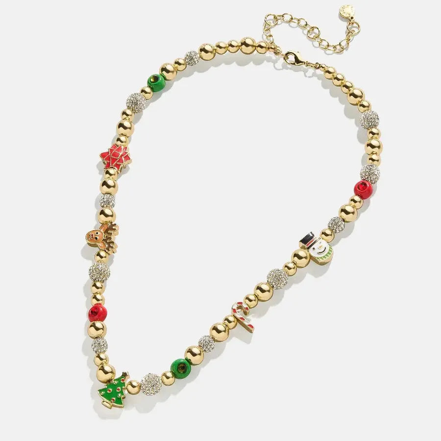 Rhinestone 14K Gold-Plated Beaded Necklace Multicolor One Size