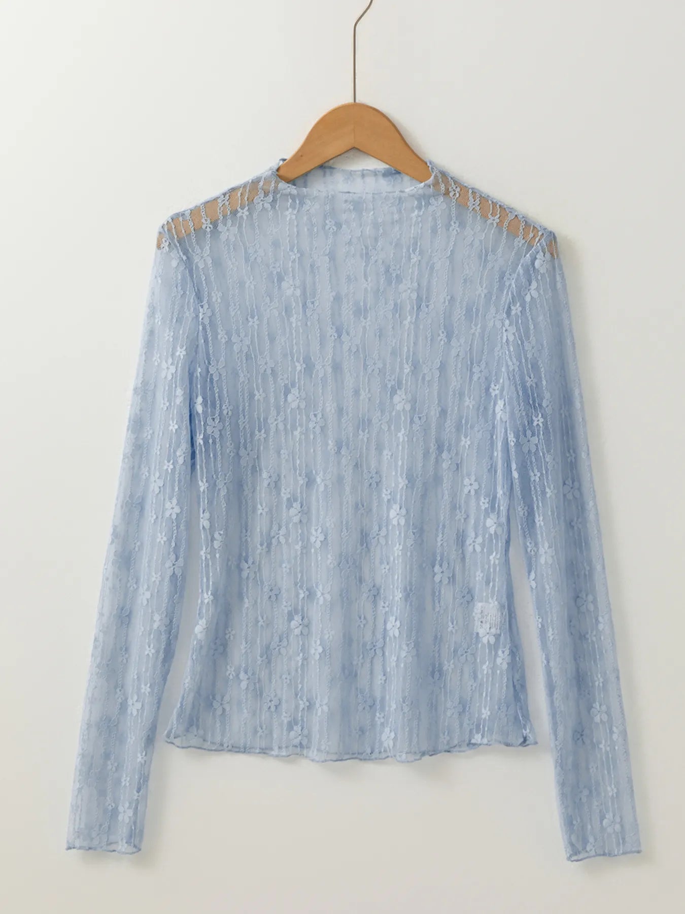 Lace See-Through Long Sleeve Blouse