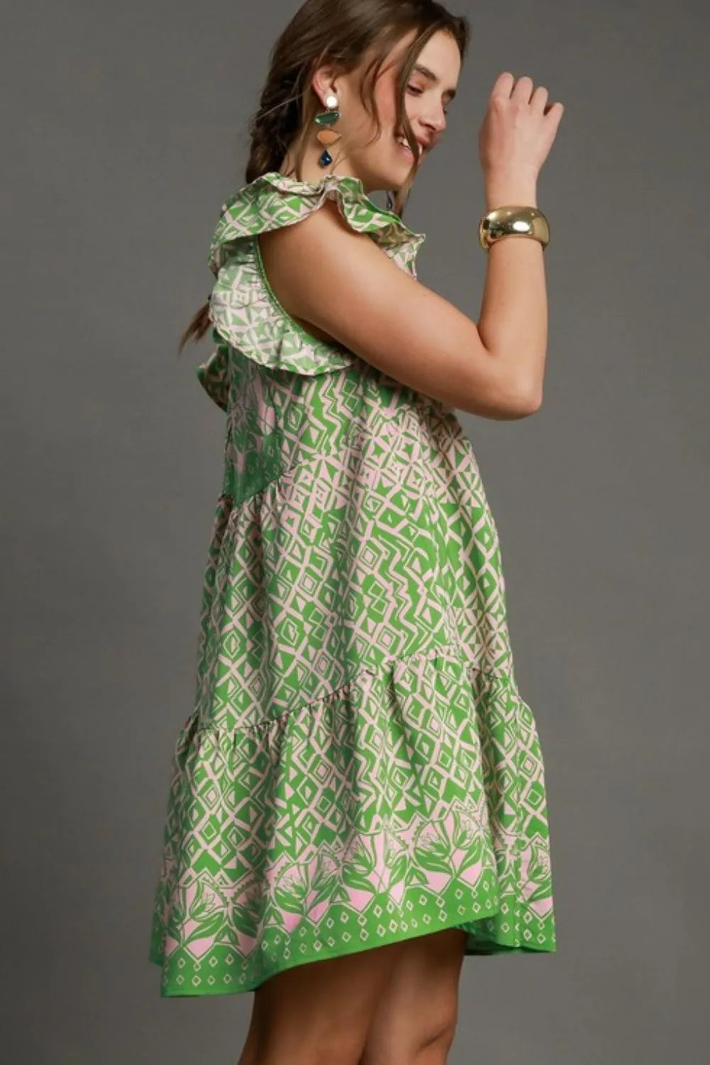 Umgee Full Size Mixed Print Mini Dress Plus Size