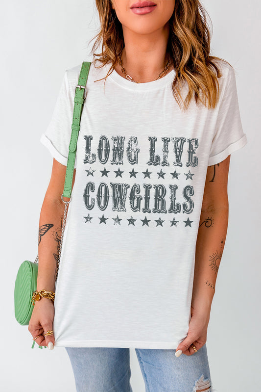 Letter Graphic Round Neck Short Sleeve T-Shirt White