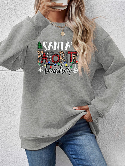Letter Graphic Sweatshirt Charcoal
