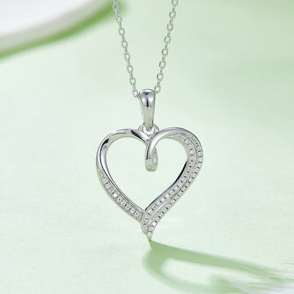Moissanite 925 Sterling Silver Heart Shape Necklace Silver One Size