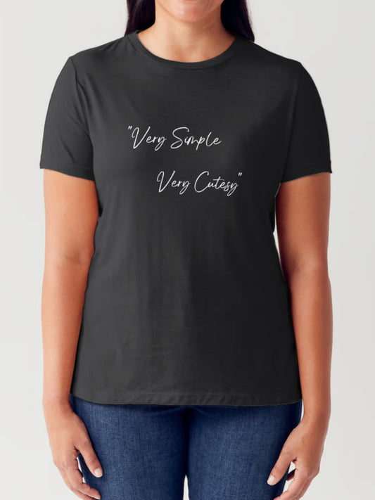 Simply Love Full Size VERY SIMPLE VERY CUTESY Letter Graphic Short Sleeve Tubular T-Shirt Black