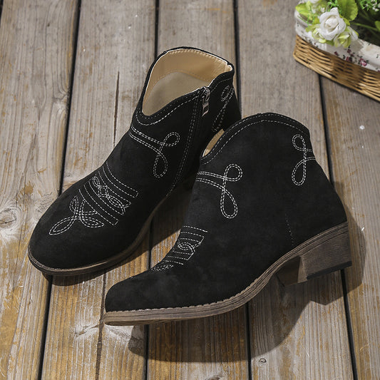 Block Heel Ankle Boots Black